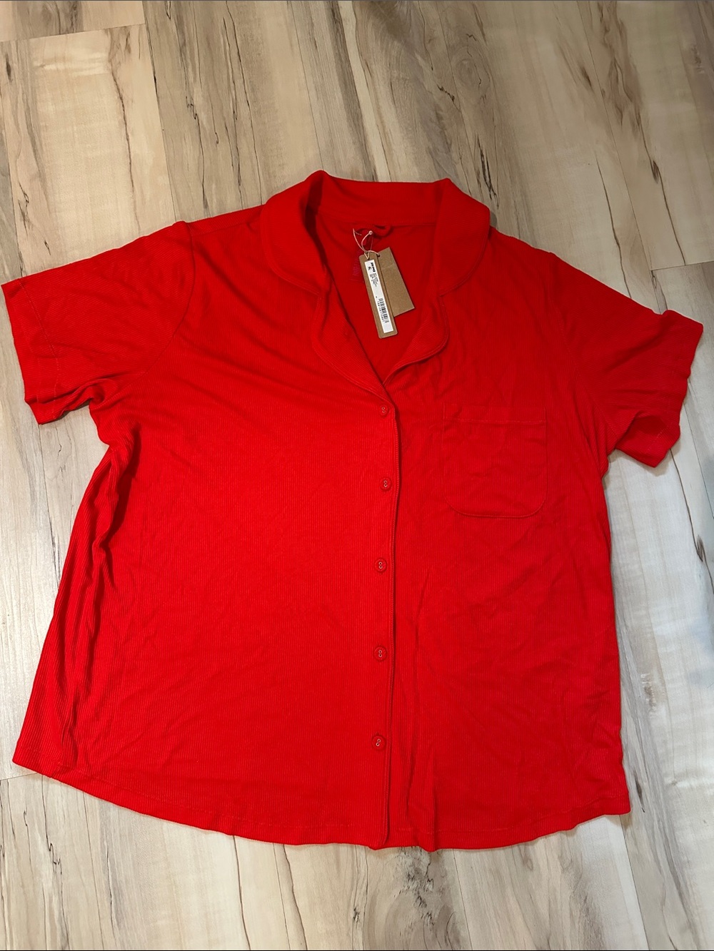 SKIMS Soft Lounge Short-Sleeve Button-Front Sleep Shirt with Chest Pocket NWT